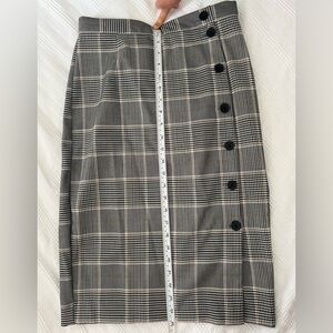 Gray Plaid Skirt with Black Buttons